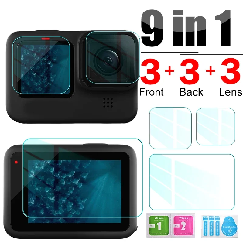 1-9Pcs HD Tempered Glass Screen Protector for GoPro Hero 12 11 10 9 Black Camera Lens Protective Film Front Back Screen Glass