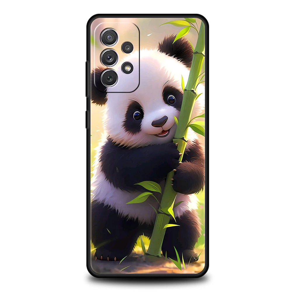 Cartoon Schöne Panda Telefon Fall für Samsung Galaxy A15 A14 A25 A54 A34 A51 A71 A72 A73 A32 A52 A52S A11 A21S A31 A41 Soft Shell – Detail 1