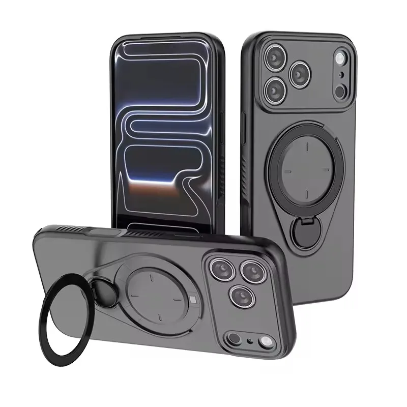 Magnetic TPU Phone Case with 360° Rotating Kickstand and Ring Holder