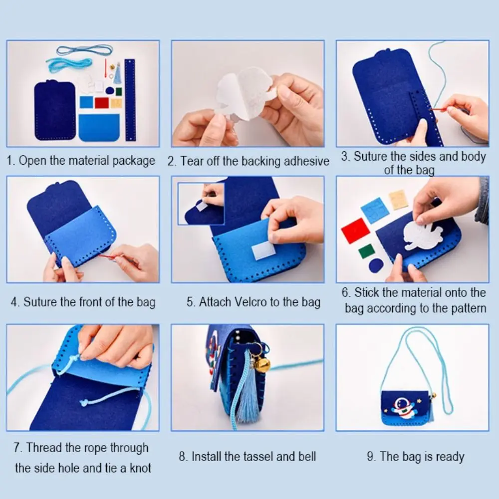 Cute Cartoon Felt Bag Making Kit DIY Crafts Art Handmade Bag Sewing Toy Kindergarten DIY Handbag Crossbody Bag Nice Gift