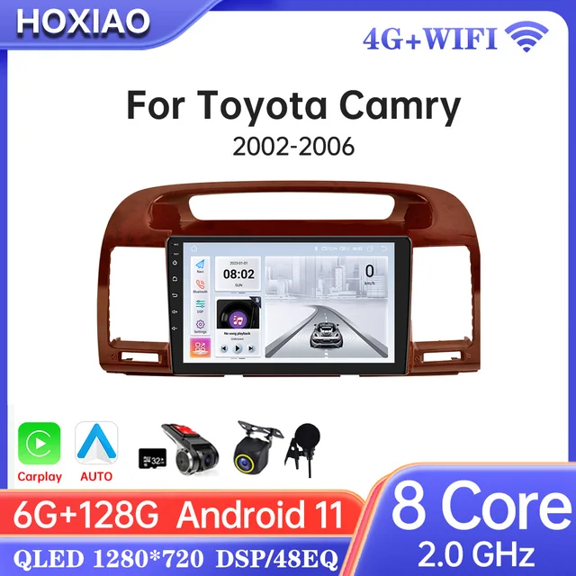 Car Radio For Toyota Camry 2002 2003 2004 2005 2006 Wireless CarPlay Android Auto 4G DSP Car Multimedia GPS DVR autorad