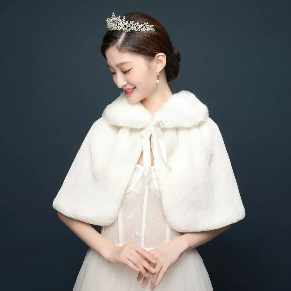 Fur White Wedding Jackets Bridal Wrap Wedding Accessories Elegant Wedding Bridal Shawl  Wrap Fur Shawl Winter Cape