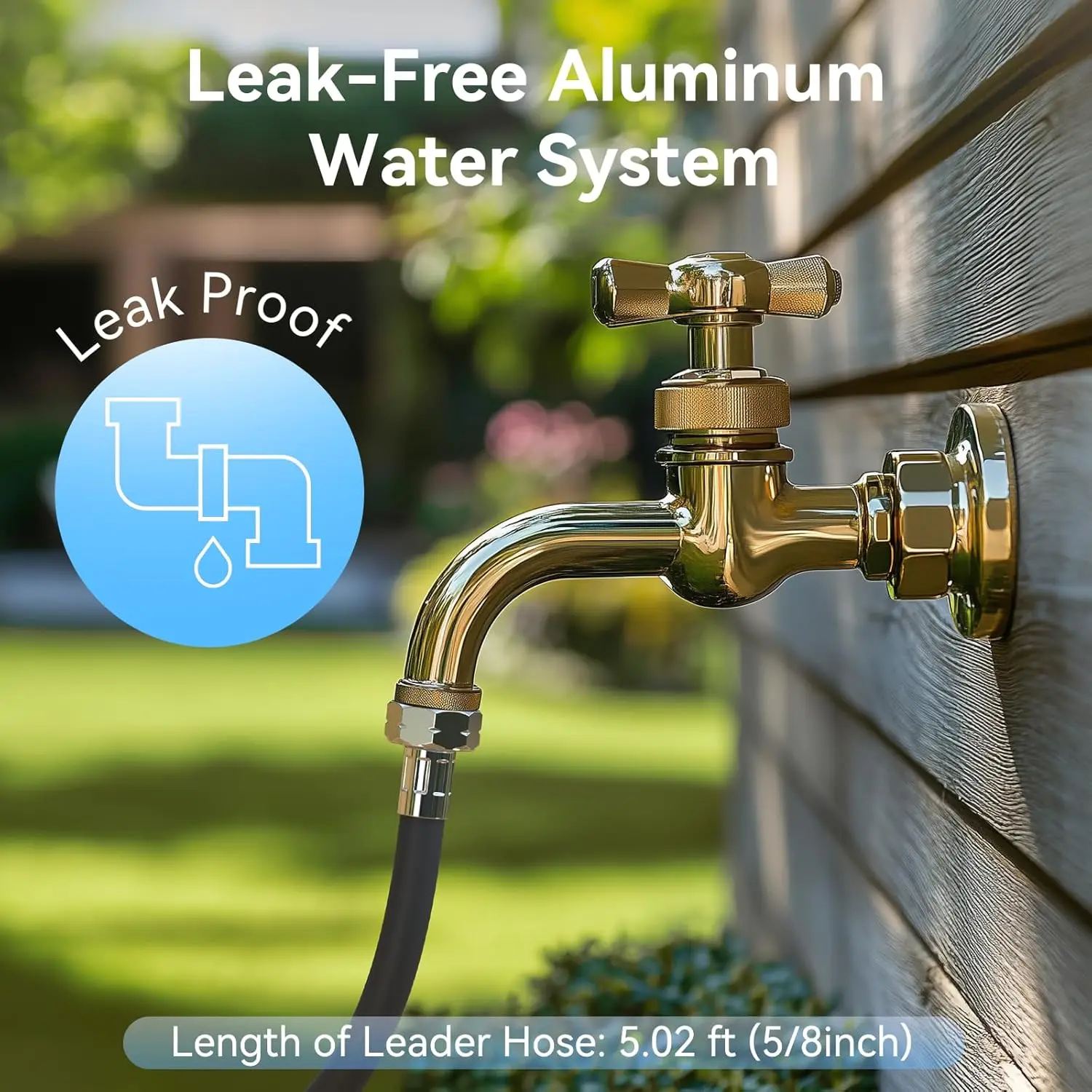 Hose Reel, Heavy Duty Hose Reel Box Hideaway Holds 100 ft x 5/8" Hose, Never-Leak System, Manual Crank Handle, Hose Guide