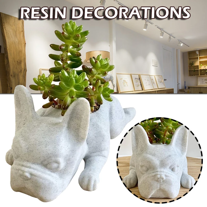 

1 Pc Cute Puppy Animal Statue Small Flower Pot Creative Mini Resin Dog Succulent Planter Air Plant Bonsai Potting Container