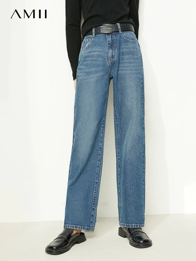 AMIIMinimalismHongKongStyleWomensJeans2023AutumnNewLoose