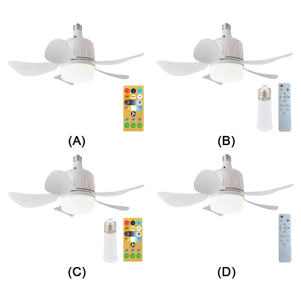 LED Ceiling Fan Light E27 Base Dimmable Remote Control