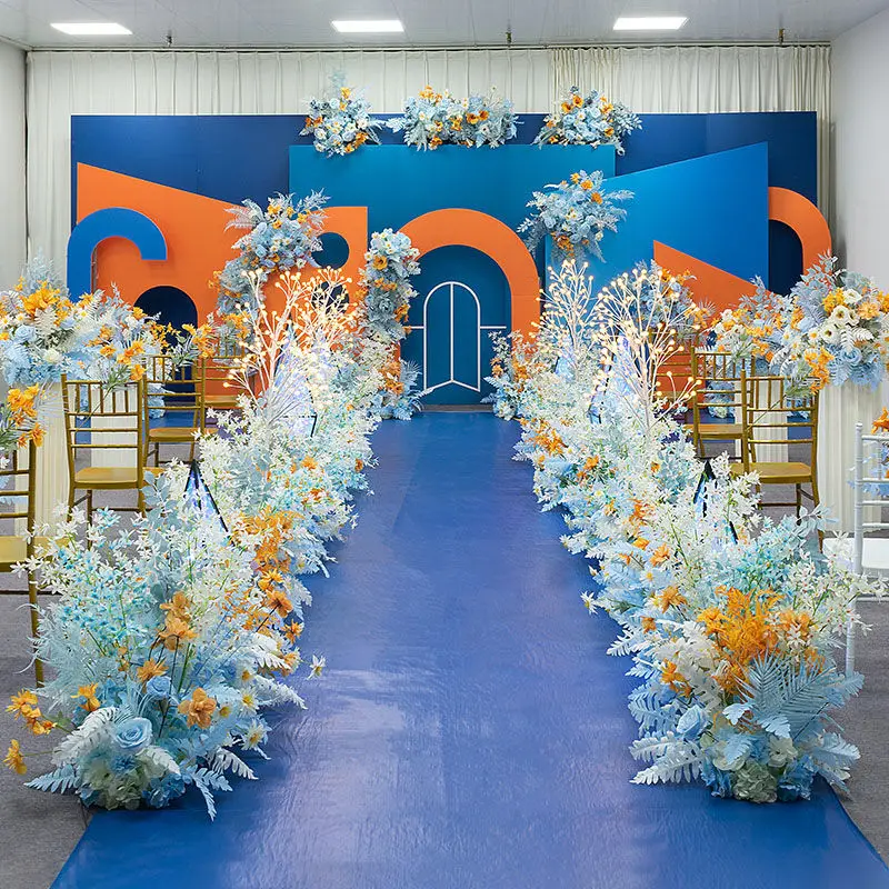 

Wedding Stage Background T-stage Decoration Diamond-shaped Road Guide Wedding Scene Layout Flower Arrangement Props
