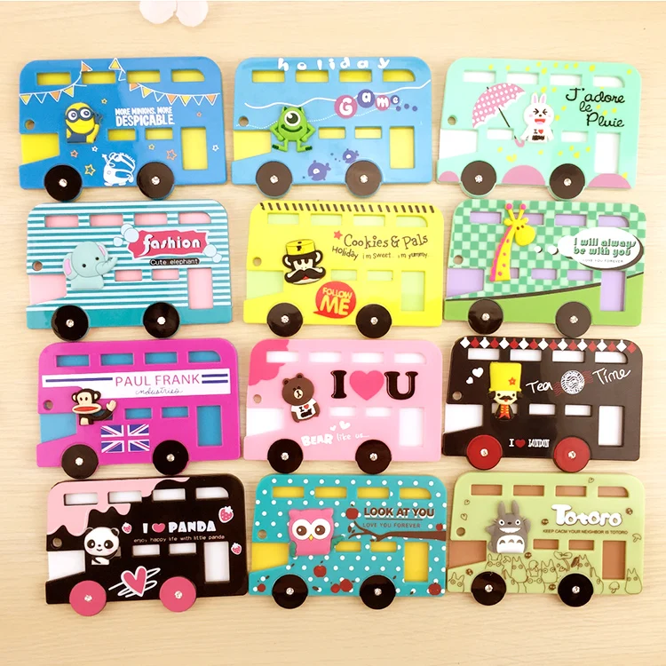 4Pcs/Lot Cute Bus Card Stock Cartoon Style With Key Chain For Bus Card Stationery Office Material School Supplies