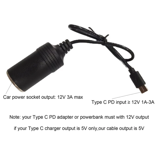 Allume-cigare De Voiture Usb C Pd Type C Mâle À 12v Femelle, Câble  Élévateur Pour Enregistreur De Conduite Gps, Ventilateur De Voiture E-dog -  Cigarette Briquet - AliExpress