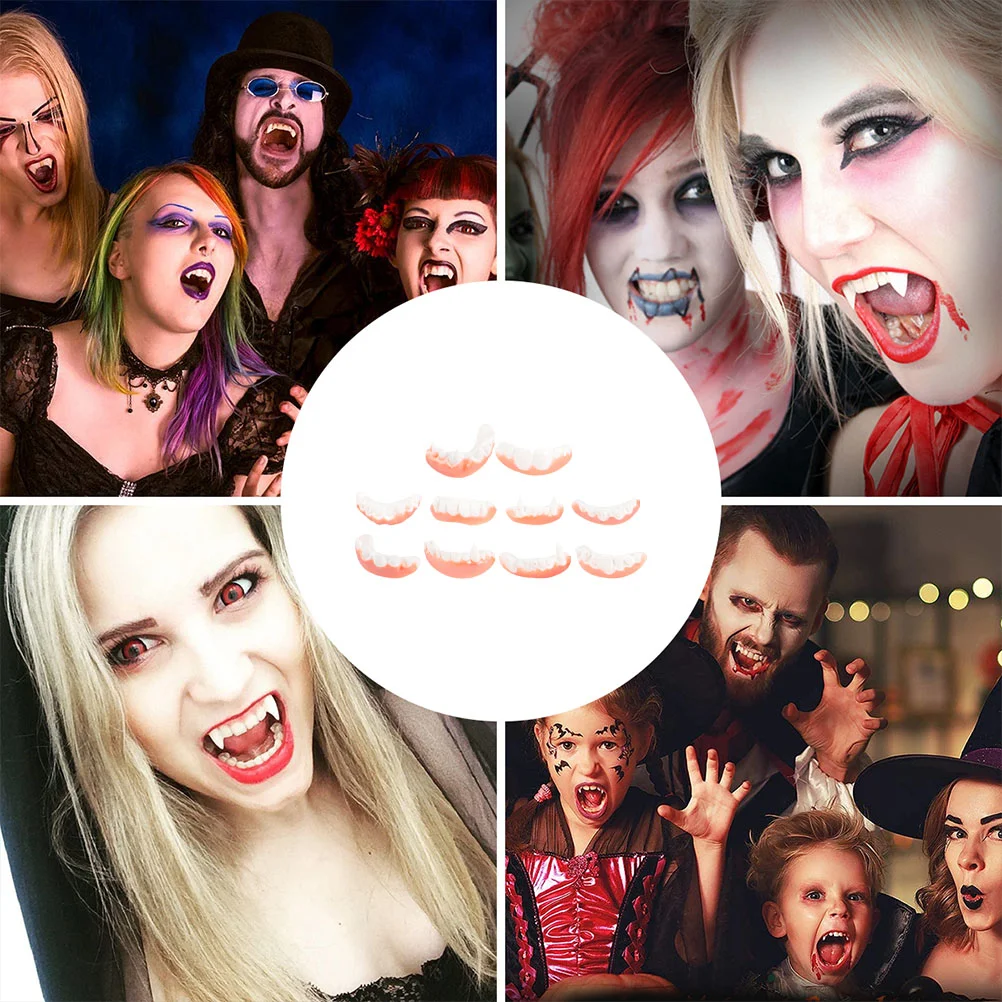 10 PCS Adult Costume Halloween Dentures Party Props Zombie Artificial Cosplay White Teeth False that fit and you can eat