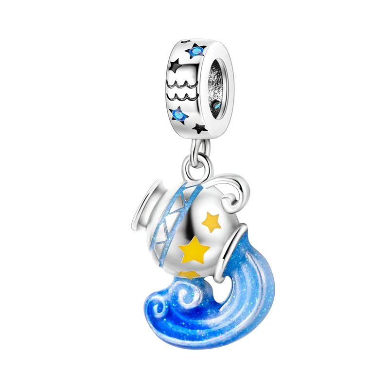 Goldene Anhänger aus 925er Sterlingsilber, Serie „Zodiac Guardian“, passend für Original-Armbänder, DIY-Schmuck, Geschenk für Frauen – Detail 37