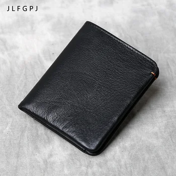 Portafoglio in vera pelle da uomo corto fatto a mano con strato superiore in pelle di mucca Portafoglio ultrasottile versatile casual retrò