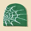 New Goth Spider Web Jacquard Beanie Caps Y2K Knitted Warm Hip Hop Unisex Elastic Knit Hat Skull Cap For Women Men 3