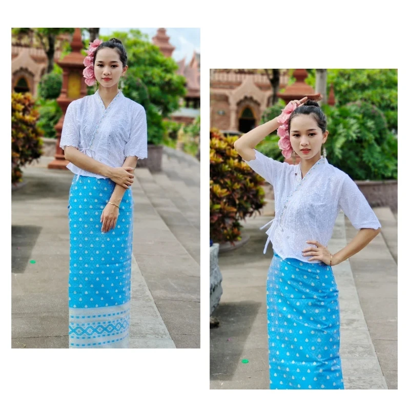 Women Thai Traditional Long Skirt Southeast Asian Thailand Style thai style skirt