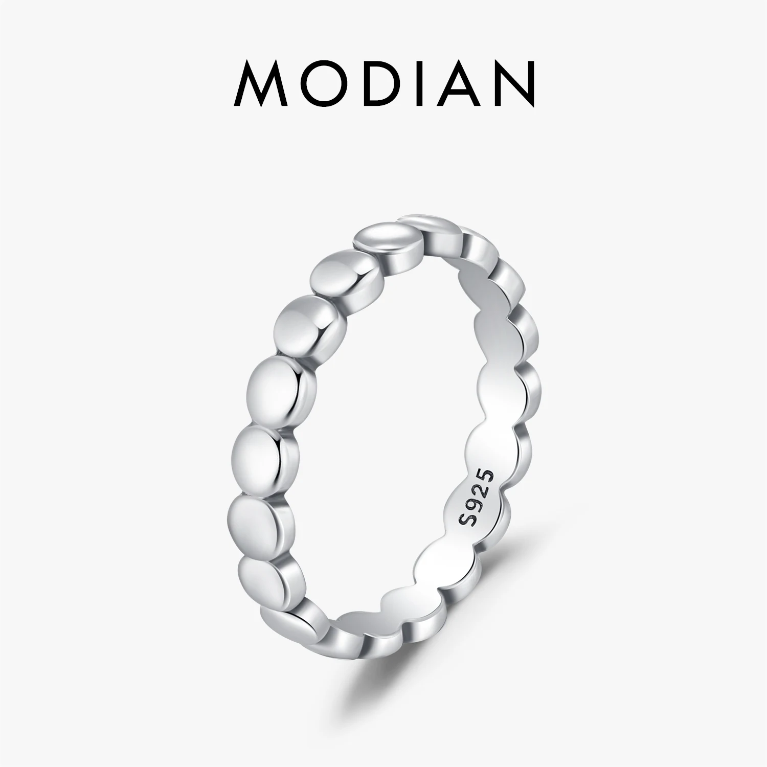 MODIAN 925 Sterling Silber Täglich Vintage Tragen Stapelringe Retro Einfache Perlen Eternity Band Ringe Für Frauen Edlen Schmuck