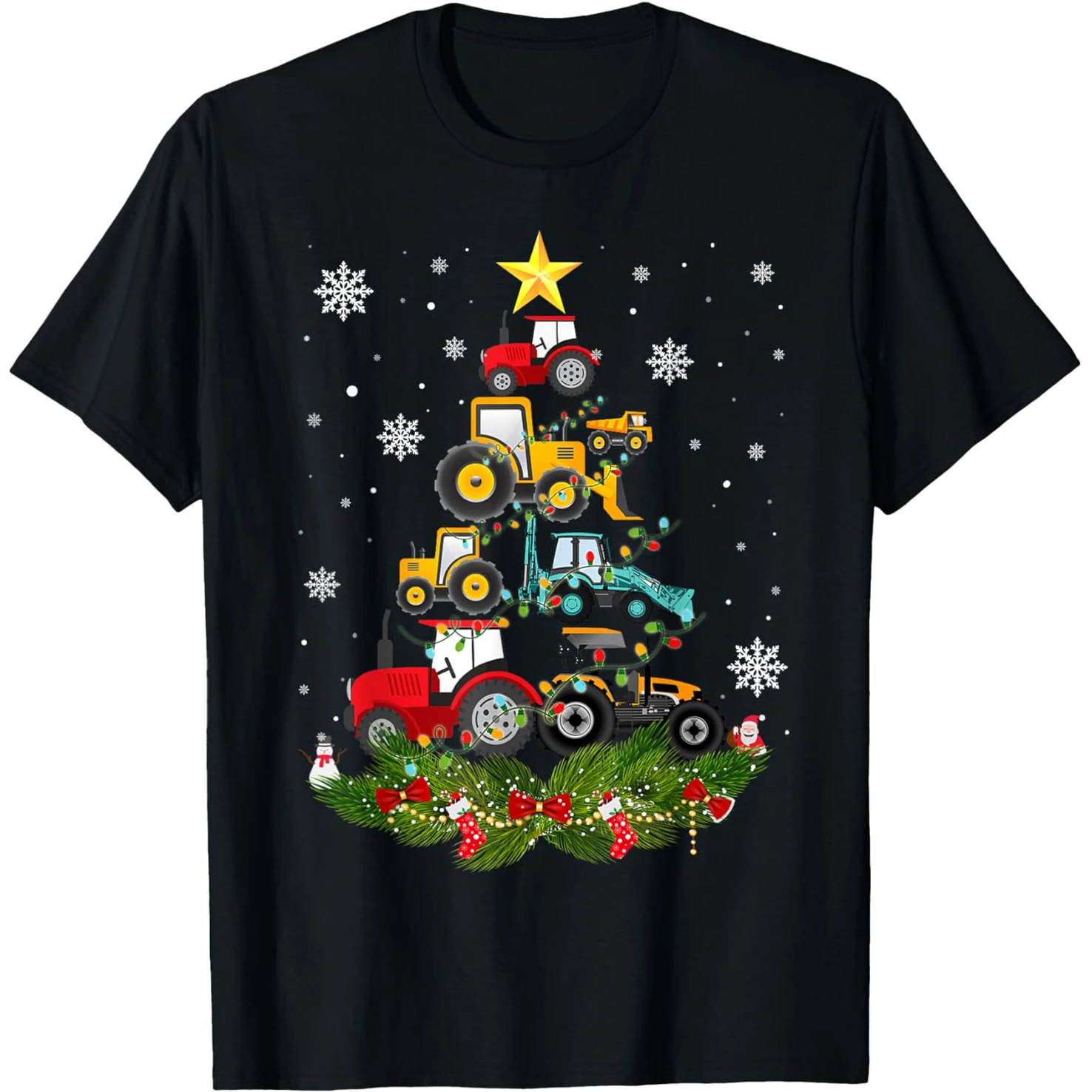 Santa Traktor Bauernhof Lkw Bauer Weihnachten Weihnachten Fahren T Shirts Männer Baumwolle Humor Streetwear Kurzarm Unisex Lose Kleidung