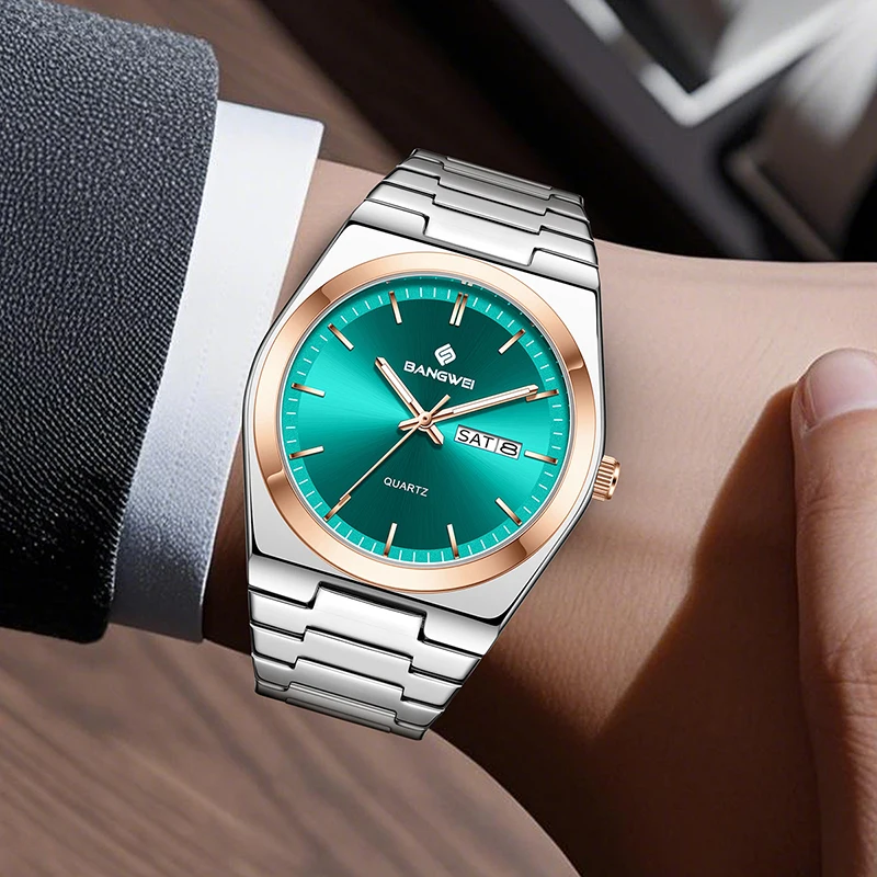 BANGWEI Luxury Men Watch Fashion Business Waterproof Luminous Watch Men Outdoor Sports Weekend Date Quartz Wristwatches For Men