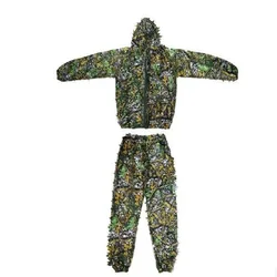 Outdoor Camouflage Ghillie Suit with Hooded Jacket and Pants - One Size (Green)