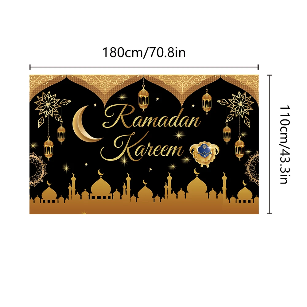 180x110cm Ramadan Background Cloth Banner Eid Mubarak Backdrop Decor 2026 Ramadan Decorations Eid Party Photography Prop Supply
