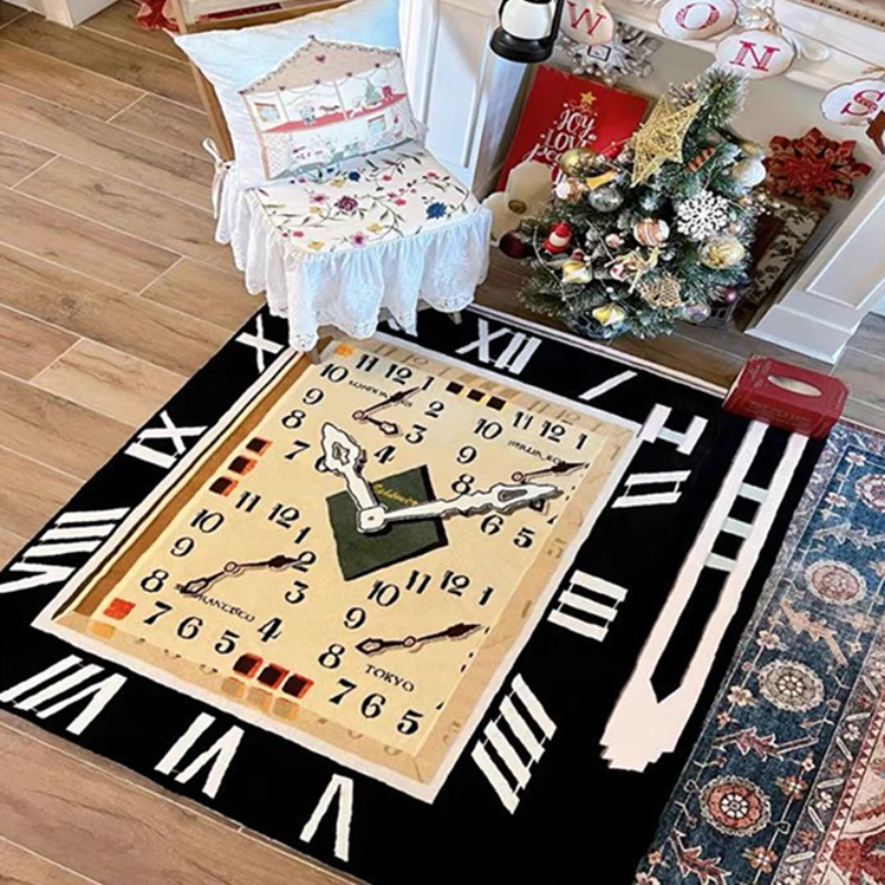 

American Clock Carpet Vintage Living Room Coffee Table Floor Mat Creative High-end Rug Personalized Bedroom Bedside Area Rugs