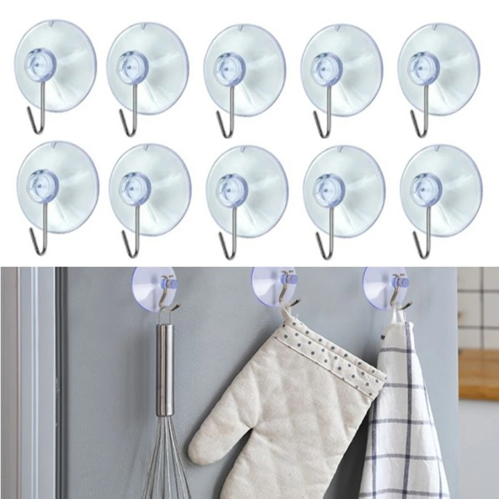 

10pcs Casement Clear Suction Cup Sucker Hooks Clothes Coat Metal Hanging Hook For Hanging Coat Clothes Blanket Home Accessories