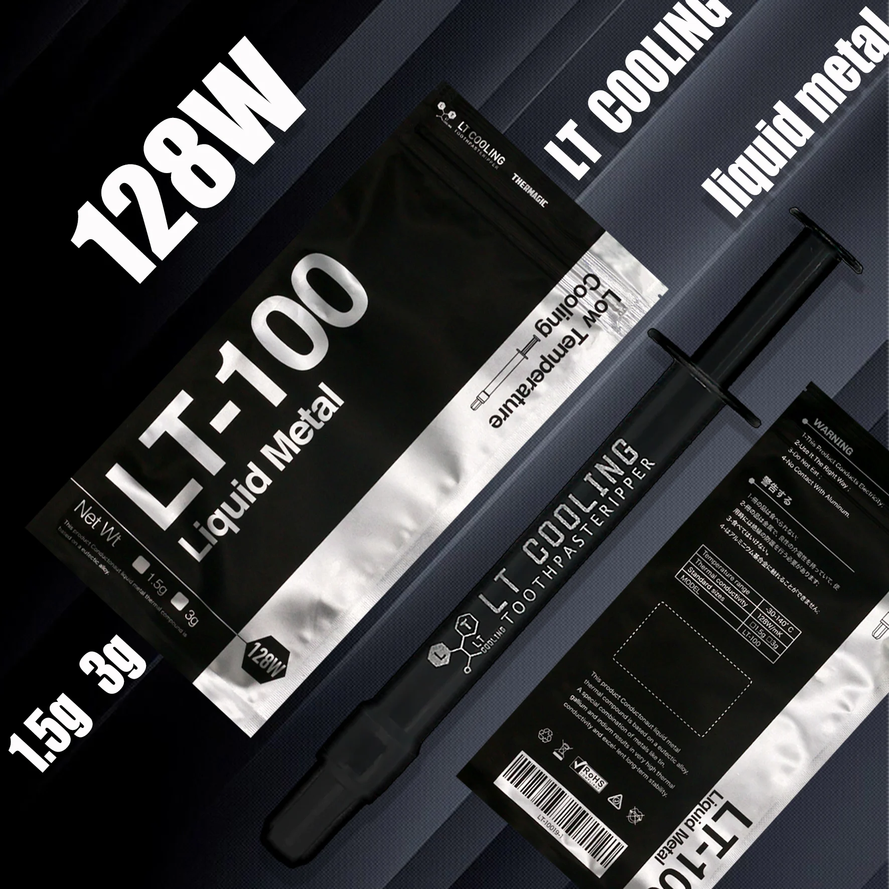 128W/mK LT-100 Liquid Metal Thermal Conductive Paste Grease 1.5g 3g Thermal Grease for CPU GPU Cooling thermal compound