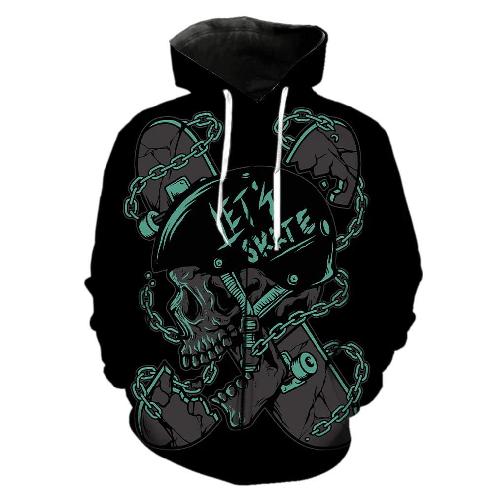 

Cartoon Skull Skateboard Men's Zipper Hoodies Tops Harajuku With Hood Jackets 2022 Hot Sale Long Sleeve Sweatshirts Casual Funny