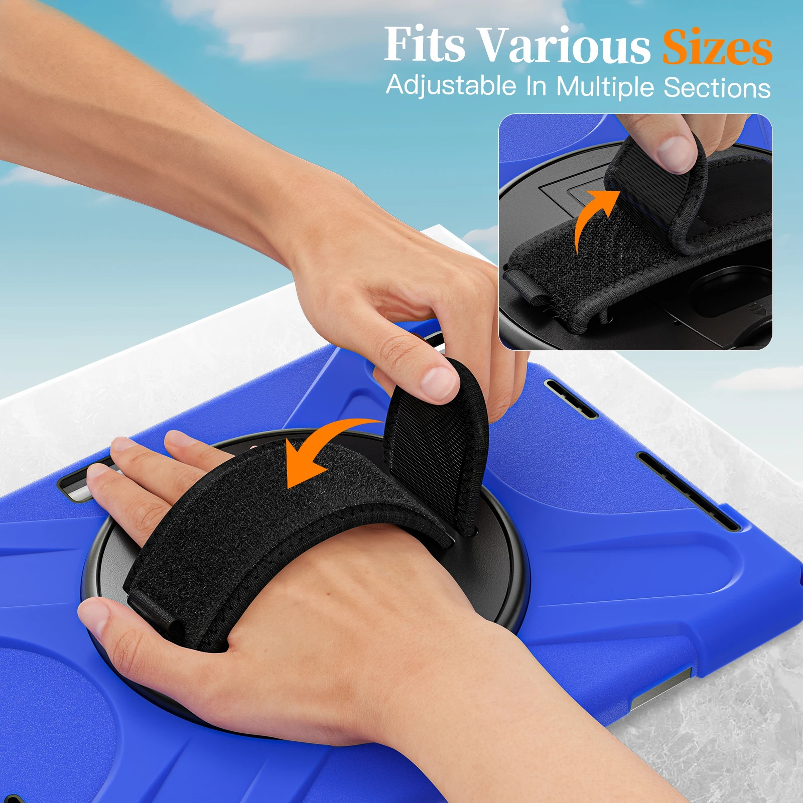 Heavy Duty Protective Tablet Case with Shoulder Strap - Durable PC + Silicone Cover