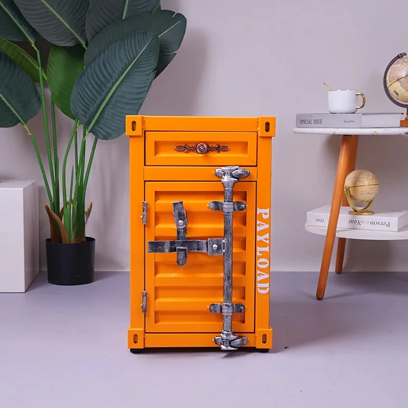 Nordic Small Nightstand Table Kids Storage Metal Modern Bedsides Table Trendy Orange Mesa De Cabeceira Furniture For Bedroom
