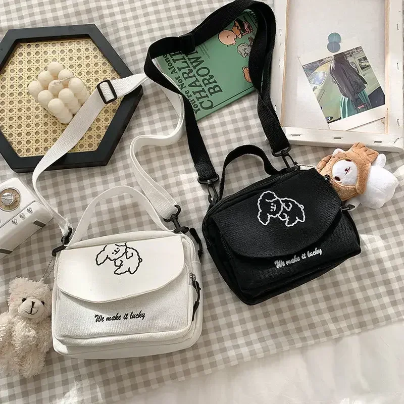 

Japanese Cute Soft Cute Dog Canvas Small Bag Korean Small Fresh Girl Messenger Bag Purses and Handbags Handbags Women Bags New