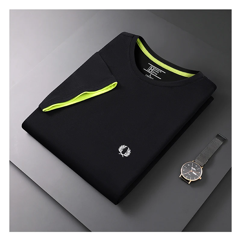 

Summer new men's short-sleeved round neck business casual office quick dry breathable dry lapel T-shirt men's clothes