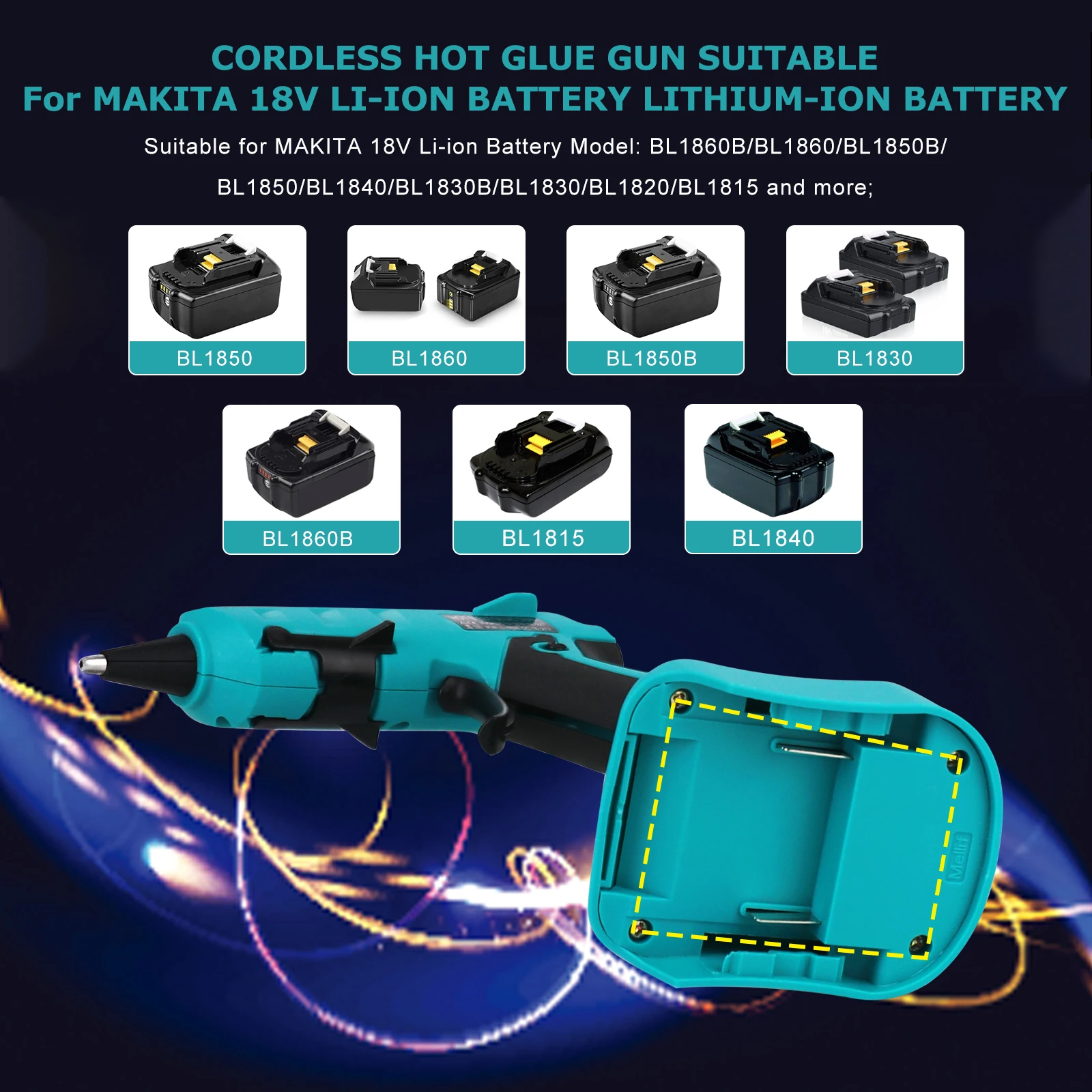 50W Cordless Hot Glue Gun for Makita 18V Battery with 30pcs 7mm Sticks 30s Quick