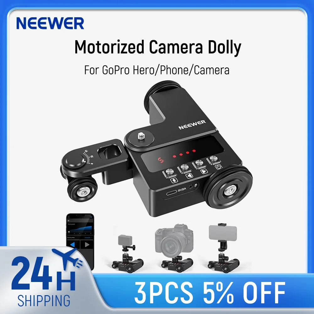 NEEWER motorized camera dolly with app control ultra silent slider for GoPro Hero 12 iPhone 15 Pro Max Samsung S23