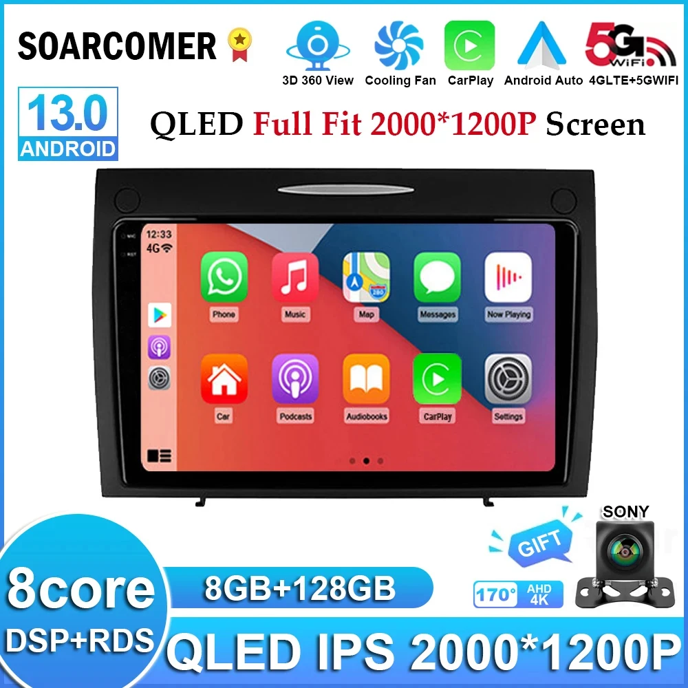 

Android 13 для Mercedes Benz SLK Class R171 SLK200 SLK280 SLK300 2000-2011 Автомагнитола мультимедийный видеоплеер GPS Навигация DVD