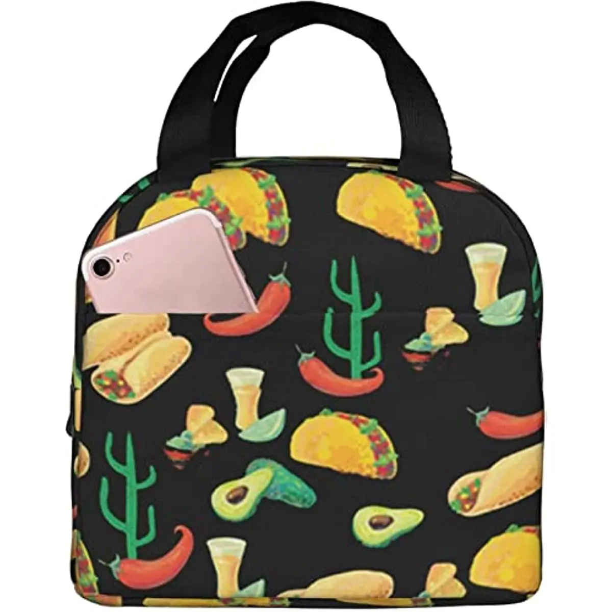 

Reusable Lunch Tote Bag Mexican Seamless Food Insulated Lunch Bag Durable Cooler Lunch Box