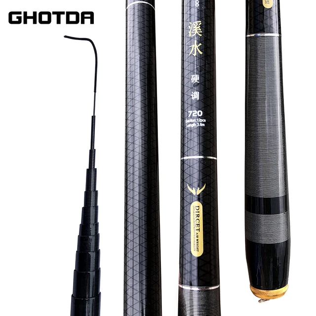 GHOTDA High Carbon Fiber Hand Pole Super Hard Stream Rod Pesca 3.6M-7.2M  Telescopic Fishing Rod - AliExpress