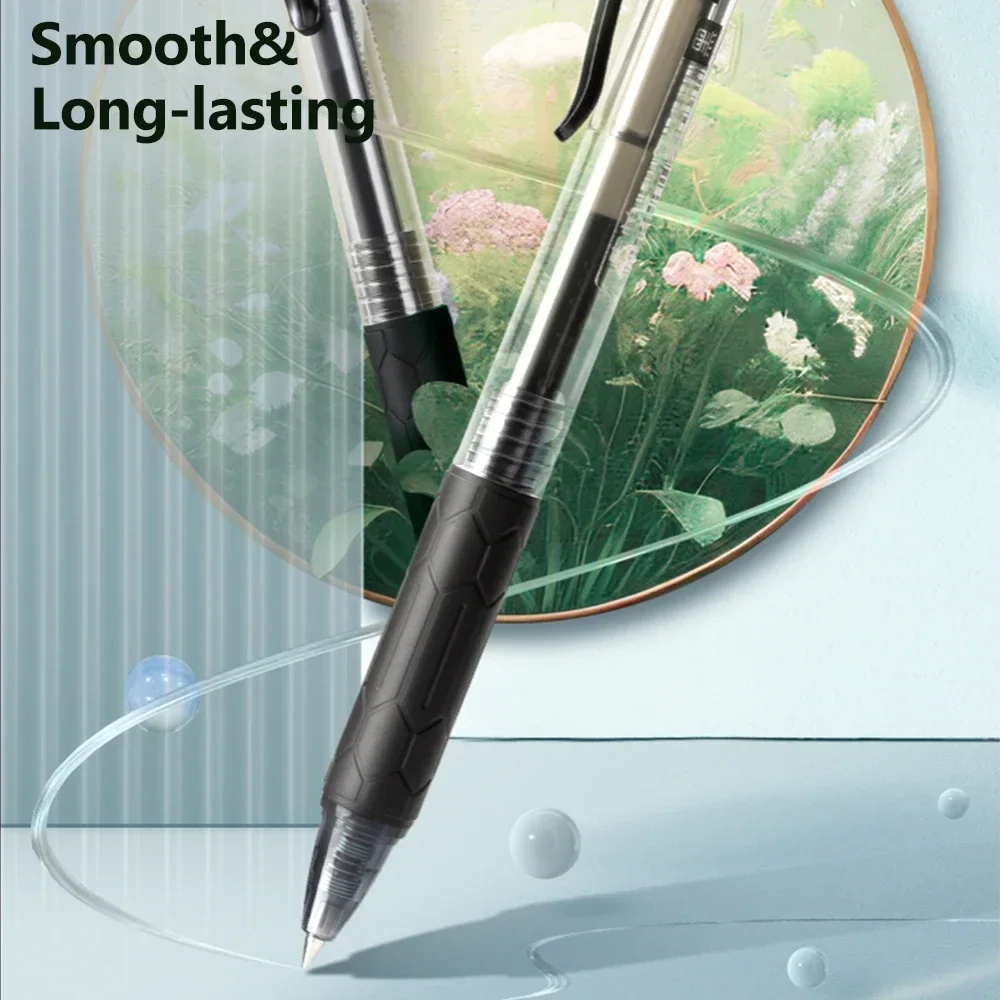 M&G 30pcs 0.5mm 블랙 젤 펜 서명 펜 총알 팁 펜 푸시 액션 블랙 사무용품