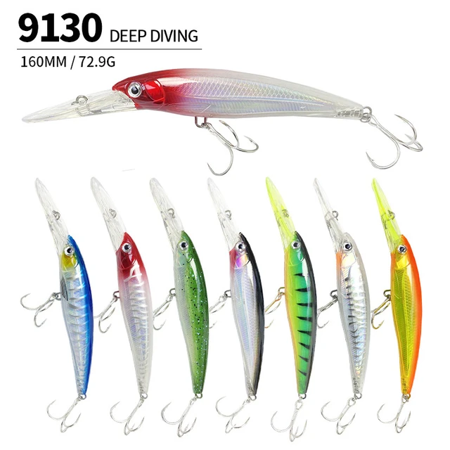 1Pcs 160mm 72.9g Big Heavy Minnow Trolling Lure Fishing Bait Deep Diving  Seabass Trout Lure Isca Pesca Minnow Hard Bait 9130 - AliExpress