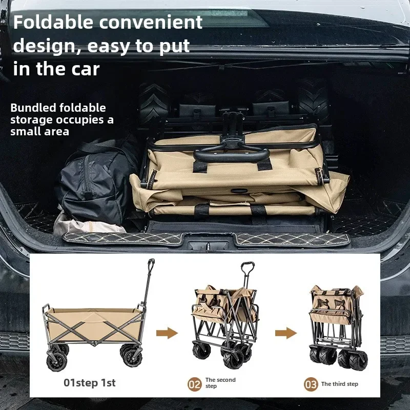 Handcart Foldable Wagon Cart Camping Adult Folding Cart 4 Wheels Home Garden Folding Cargo Carts Shelf Electric Bicycle Fishing