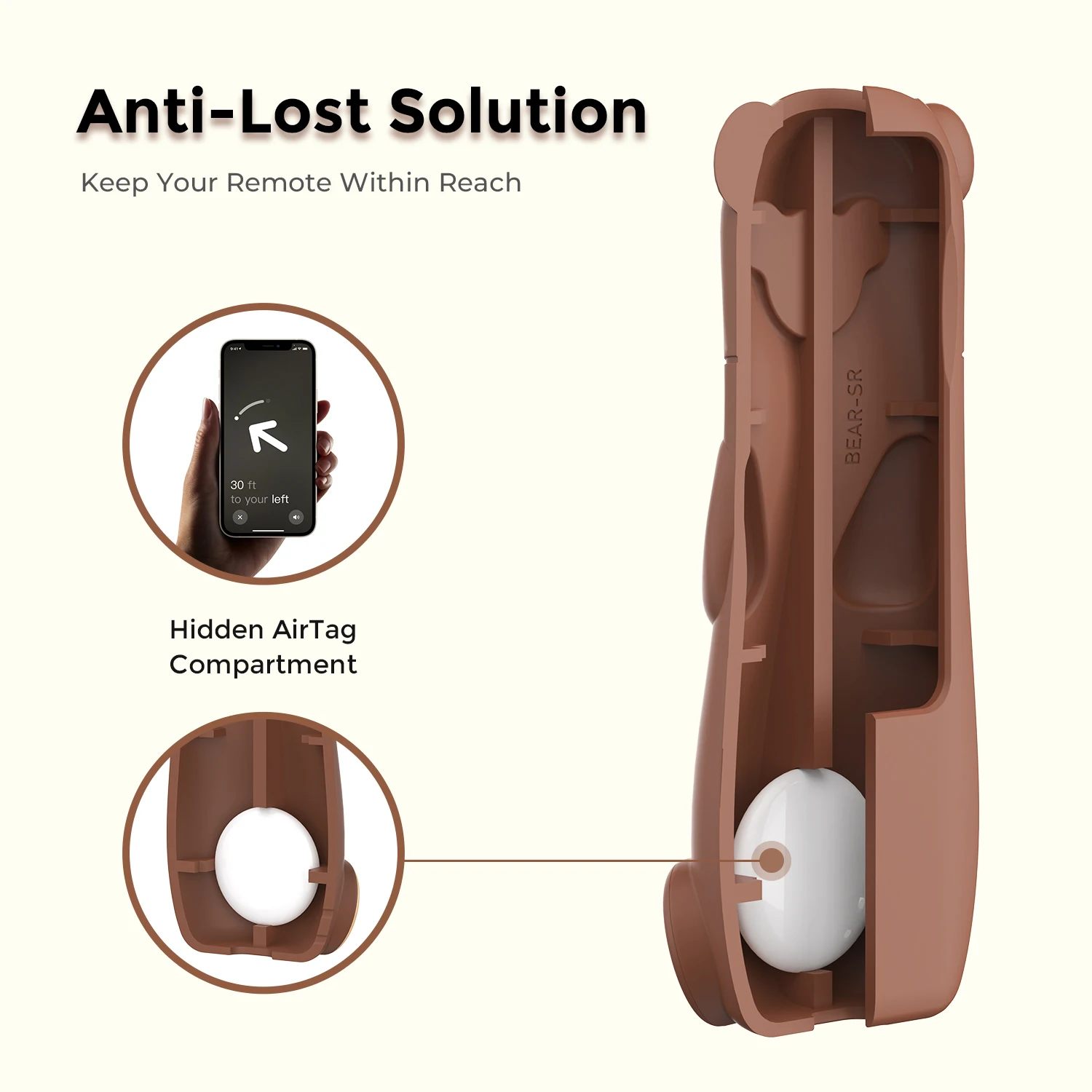 Soft Silicone Brown Bear Remote Control Case for Apple TV Siri Remote, Brown