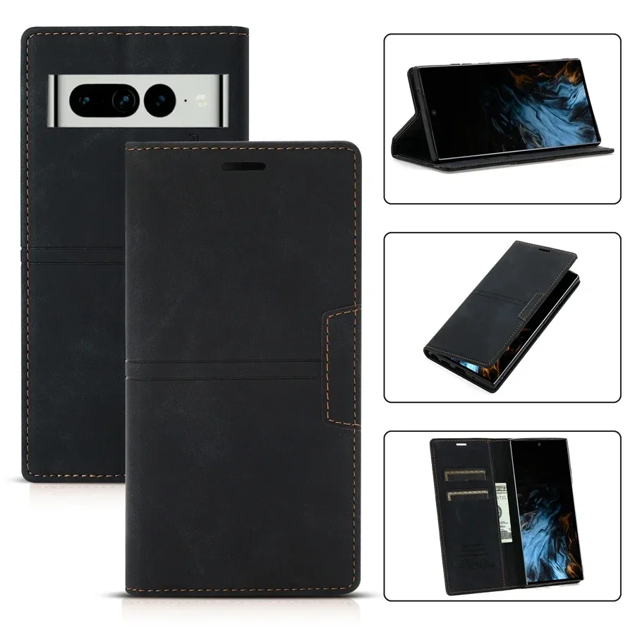 Luxury Leather Magnetic Flip Wallet Case - Premium Suction Card Holder