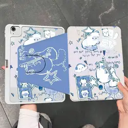Blue and White DJ Cat Rotating Stand Tablet Cover - IPad10.2 7th 8th 9th (PD2209)