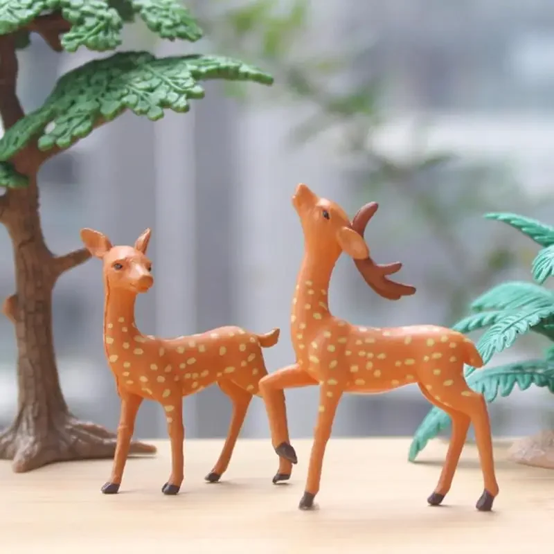 Juego De 16 Figuras De Ciervos Modelo De árboles, Juguetes De Animales Del Bosque De Plástico