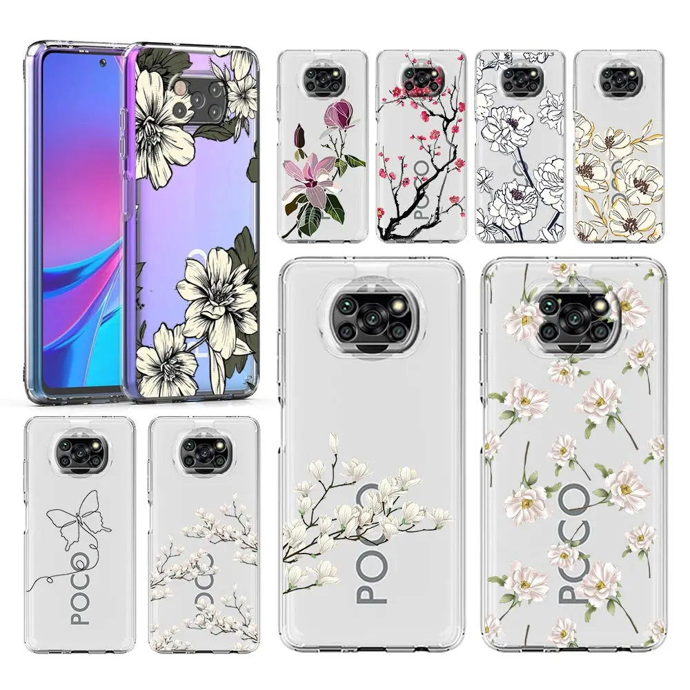 Clear Flower Pattern Phone Case Cover