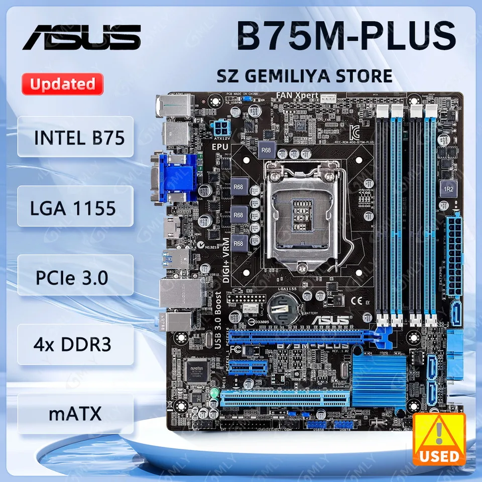 Placa-mãe ASUS B75M-PLUS Intel B75 DDR3 16GB Micro ATX com suporte