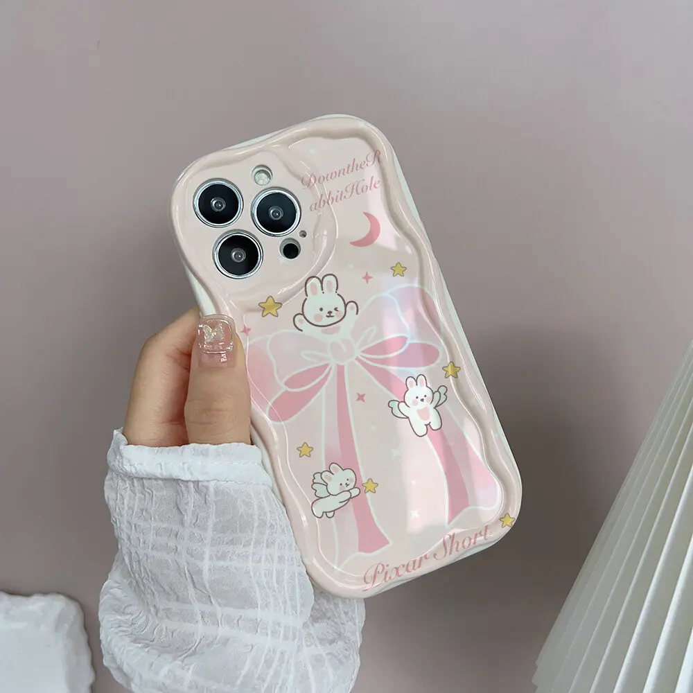 Bow Curly Protective Phone Case Cover