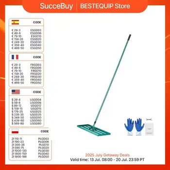 VEVOR Lawn Rake Leveler 914x254mm Steel Handle Leveler 1981mm Base Plate, Aluminum Alloy Lawn Rake Leveler for Lawn Garden Golf Course Grass 1