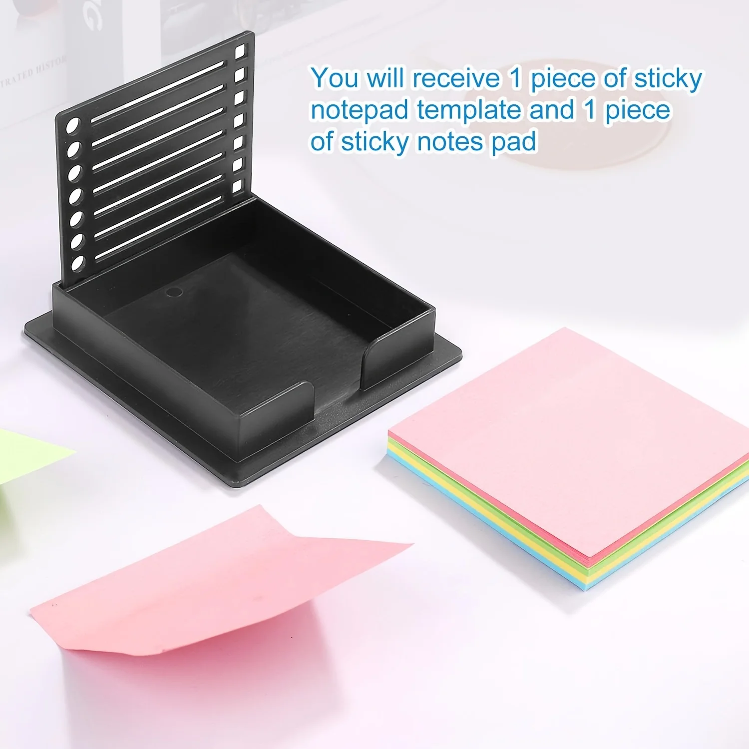 Sticky Notes Holder with Stylish Stencil and Dispenser
