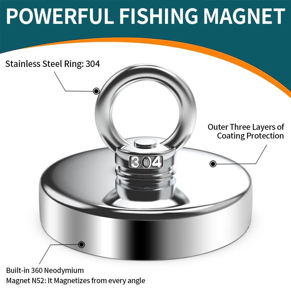 Magnete di salvataggio N52 magneti di ricerca per impieghi gravosi magnete al neodimio forte magneti da pesca d'altura montaggio con occhiello ad anello