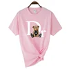 Luxury Brand Cute Bear Print Women T-shirt Tshirt Summer Graphic Fashion Female T Shirts Woman Clothing Free Shipping - XY4000-Pink